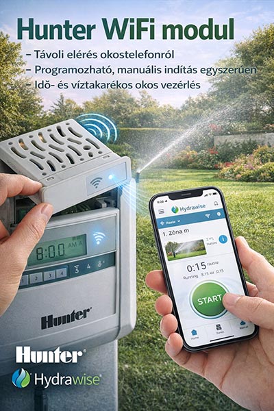 Hunter WiFi modul (Hydrawise) – távoli öntözés indítás